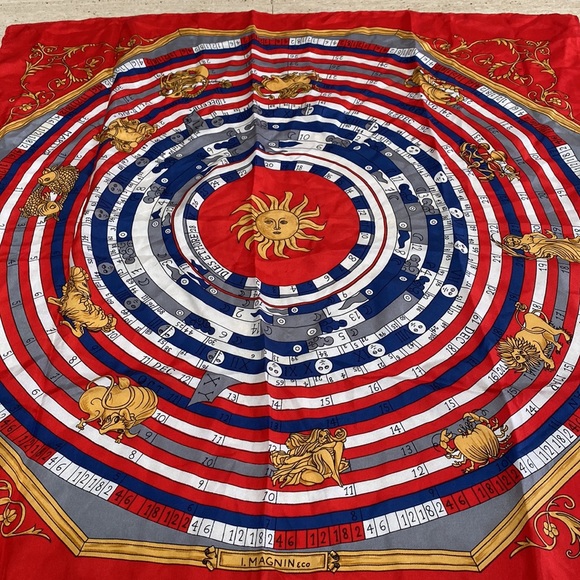 Vintage SILK SCARF 🧣 the 12 horoscopes The Sun I. MAGNIN & Co 28” by 29” - Picture 3 of 16